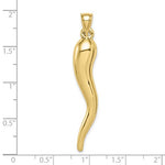 Lataa kuva Galleria-katseluun, 10k Yellow Gold Lucky Italian Horn 3D Large Pendant Charm
