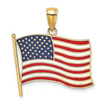 Charger l&#39;image dans la galerie, 10k Yellow Gold with Enamel USA American Flag Pendant Charm
