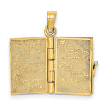 Afbeelding in Gallery-weergave laden, 10k Yellow Gold Enamel An Irish Prayer Book Four Leaf Clover 3D Pendant Charm
