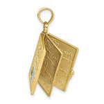Załaduj obraz do przeglądarki galerii, 10k Yellow Gold Enamel An Irish Prayer Book Four Leaf Clover 3D Pendant Charm

