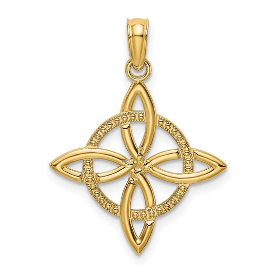 10k Yellow Gold Celtic Knot Eternity Cross Pendant Charm