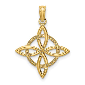 10k Yellow Gold Celtic Knot Eternity Cross Pendant Charm