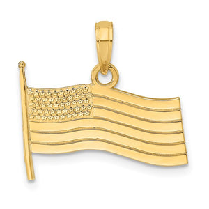 10k Yellow Gold USA American Flag Pendant Charm