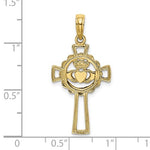 Afbeelding in Gallery-weergave laden, 10k Yellow Gold Claddagh Cross Pendant Charm
