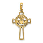 Afbeelding in Gallery-weergave laden, 10k Yellow Gold Claddagh Cross Pendant Charm

