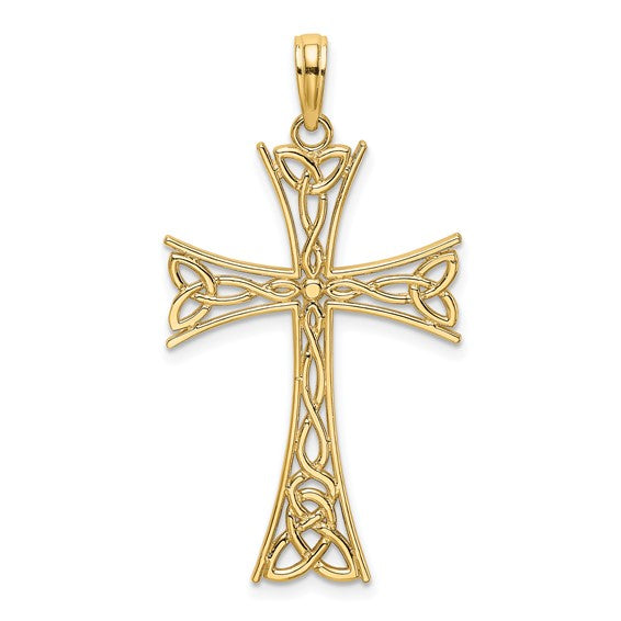 10k Yellow Gold Celtic Knot Cross Pendant Charm