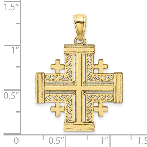 10k Yellow Gold Jerusalem Cross Cut Out Pendant Charm