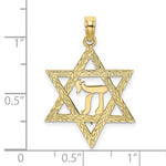 이미지를 갤러리 뷰어에 로드 , 10k Yellow Gold Star of David Chai Symbol Center Pendant Charm
