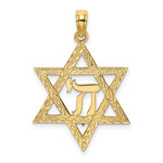 Φόρτωση εικόνας στο εργαλείο προβολής Συλλογής, 10k Yellow Gold Star of David Chai Symbol Center Pendant Charm
