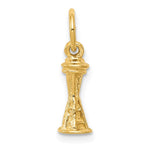 Afbeelding in Gallery-weergave laden, 10k Yellow Gold Seattle Washington Space Needle 3D Small Pendant Charm
