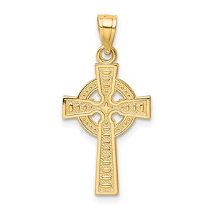 10k Yellow Gold God Is Love Celtic Cross Reversible Pendant Charm