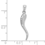 Load image into Gallery viewer, 10k White Gold Diamond Cut Lucky Italian Horn Pendant Charm

