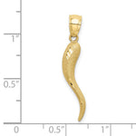 画像をギャラリービューアに読み込む, 10k Yellow Gold Diamond Cut Lucky Italian Horn Pendant Charm
