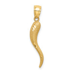 Lataa kuva Galleria-katseluun, 10k Yellow Gold Diamond Cut Lucky Italian Horn Pendant Charm
