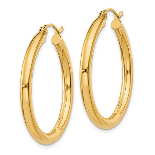 10K Yellow Gold 30mm x 3mm Classic Round Hoop Earrings