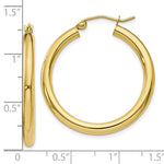 Cargar imagen en el visor de la galería, 10K Yellow Gold 30mm x 3mm Classic Round Hoop Earrings
