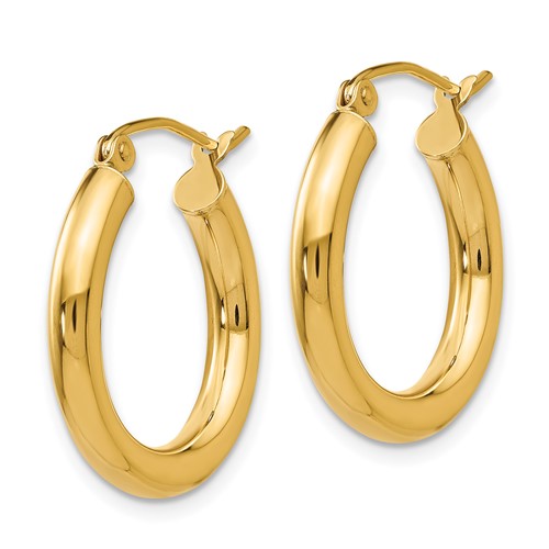 10K Yellow Gold 19mm x 3mm Classic Round Hoop Earrings