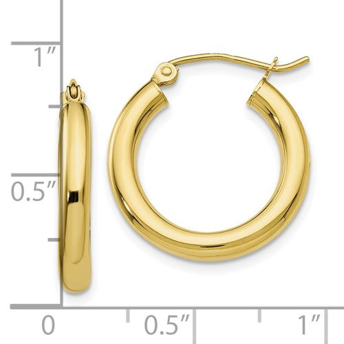 10K Yellow Gold 19mm x 3mm Classic Round Hoop Earrings