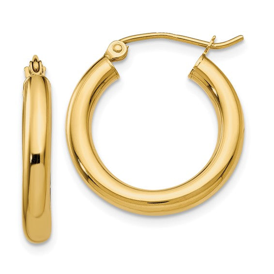 10K Yellow Gold 19mm x 3mm Classic Round Hoop Earrings