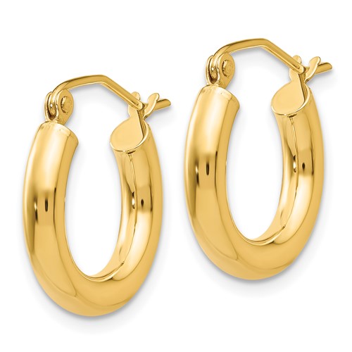 10K Yellow Gold 16mm x 3mm Classic Round Hoop Earrings