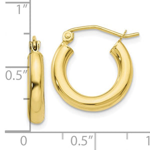 10K Yellow Gold 16mm x 3mm Classic Round Hoop Earrings