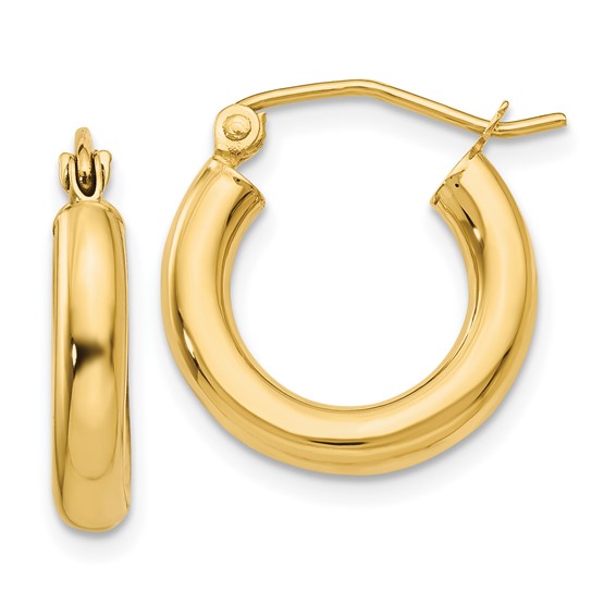 10K Yellow Gold 16mm x 3mm Classic Round Hoop Earrings
