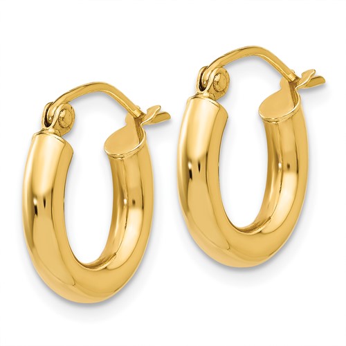 10K Yellow Gold 14mm x 3mm Classic Round Hoop Earrings