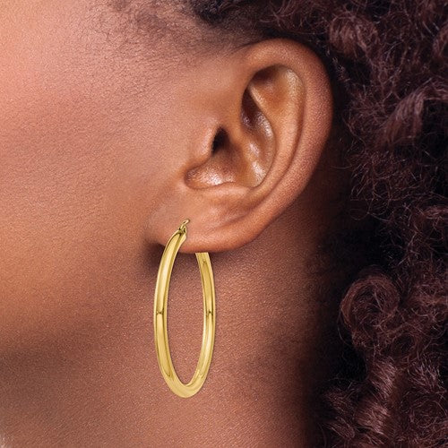 10K Yellow Gold 41mm x 3mm Classic Round Hoop Earrings