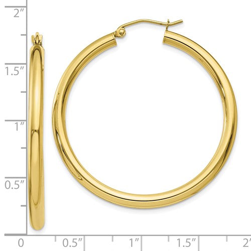 10K Yellow Gold 41mm x 3mm Classic Round Hoop Earrings