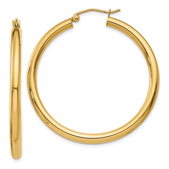 10K Yellow Gold 41mm x 3mm Classic Round Hoop Earrings