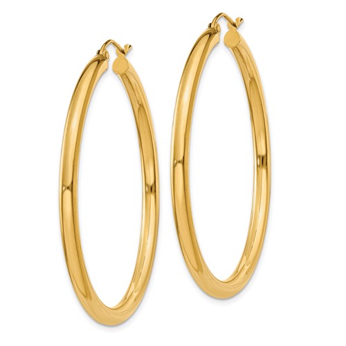 10K Yellow Gold 45mm x 3mm Classic Round Hoop Earrings