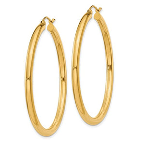 10K Yellow Gold 45mm x 3mm Classic Round Hoop Earrings