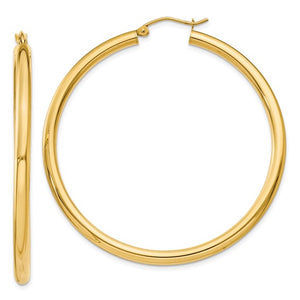 10K Yellow Gold 50mm x 3mm Classic Round Hoop Earrings