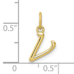Afbeelding in Gallery-weergave laden, 10K Yellow Gold Lowercase Initial Letter V Script Cursive Alphabet Pendant Charm
