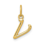 Load image into Gallery viewer, 10K Yellow Gold Lowercase Initial Letter V Script Cursive Alphabet Pendant Charm
