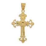Charger l&#39;image dans la galerie, 10k Yellow Gold INRI Crucifix Cross Fleur De Lis Pendant Charm
