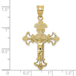 Загрузить изображение в средство просмотра галереи, 10k Yellow Gold INRI Crucifix Cross Fleur De Lis Pendant Charm
