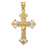 將圖片載入圖庫檢視器 10k Yellow Gold INRI Crucifix Cross Fleur De Lis Pendant Charm

