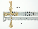 이미지를 갤러리 뷰어에 로드 , 14k Gold Two Tone Large Cross Crucifix Pendant Charm
