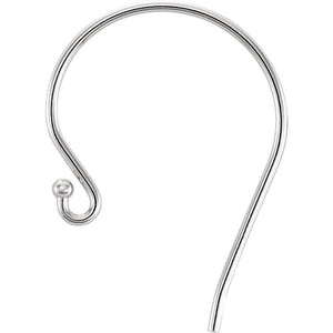 14k Yellow or 14k White Gold or Sterling Silver French Ear Wire with Ball End for Earrings 18.5mm x 12.8mm