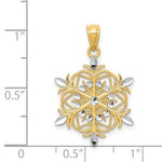 Kép betöltése a galériamegjelenítőbe: 14k Yellow Gold and Rhodium Snowflake Pendant Charm
