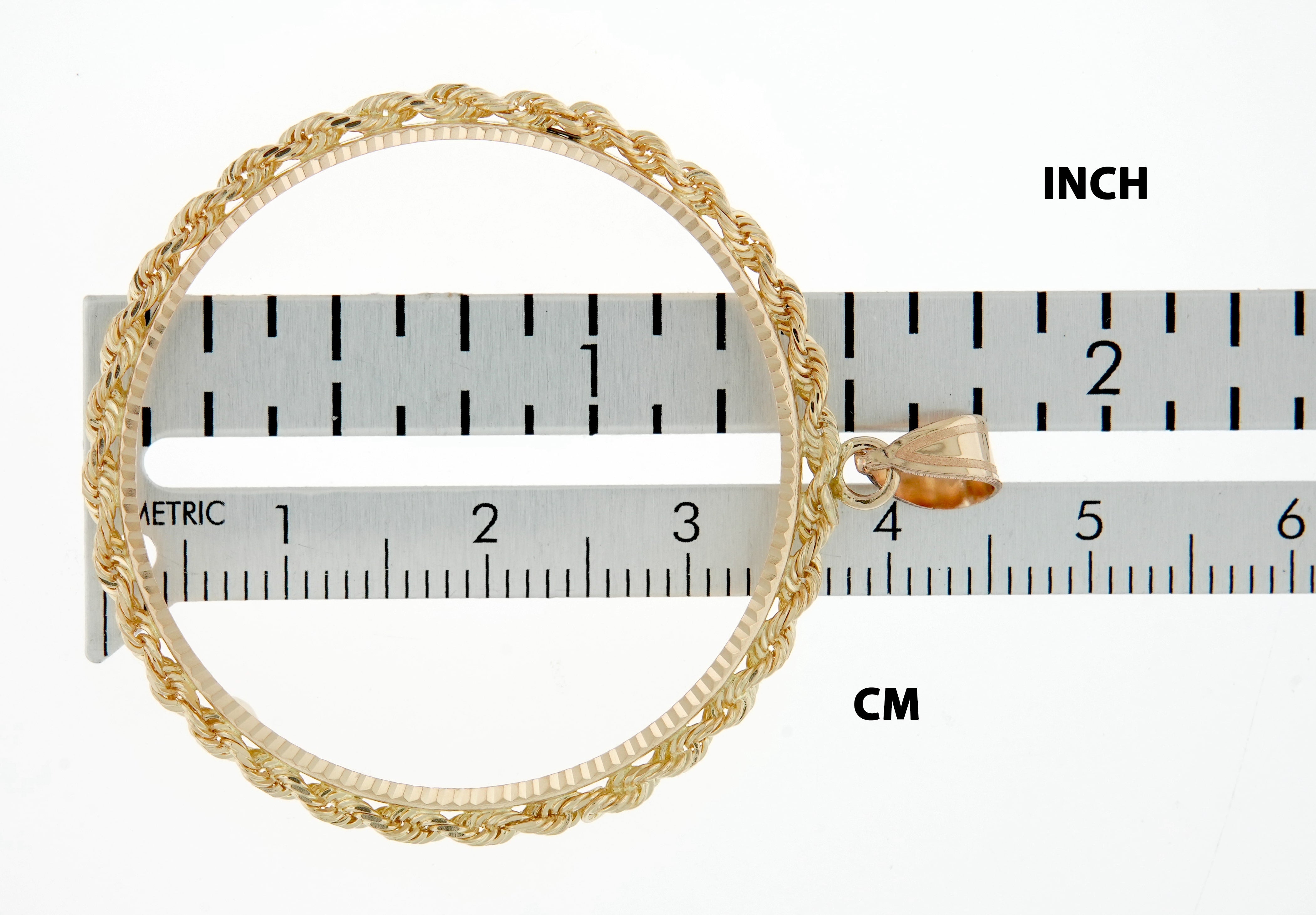 14K Yellow Gold 1 oz American Eagle U.S. $50 24K Buffalo 1 oz Cat 1 oz Krugerrand Coin Holder Prong Bezel Pendant Charm for 32.7mm Coins