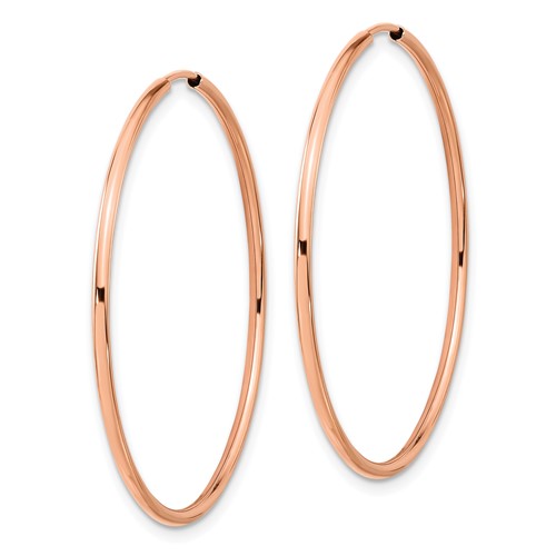 14k Rose Gold Round Endless Hoop Earrings 40mm x 1.5mm