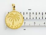Carica l&#39;immagine nel visualizzatore di Gallery, 14k Yellow Gold Jamaica Palm Tree Travel Round Pendant Charm
