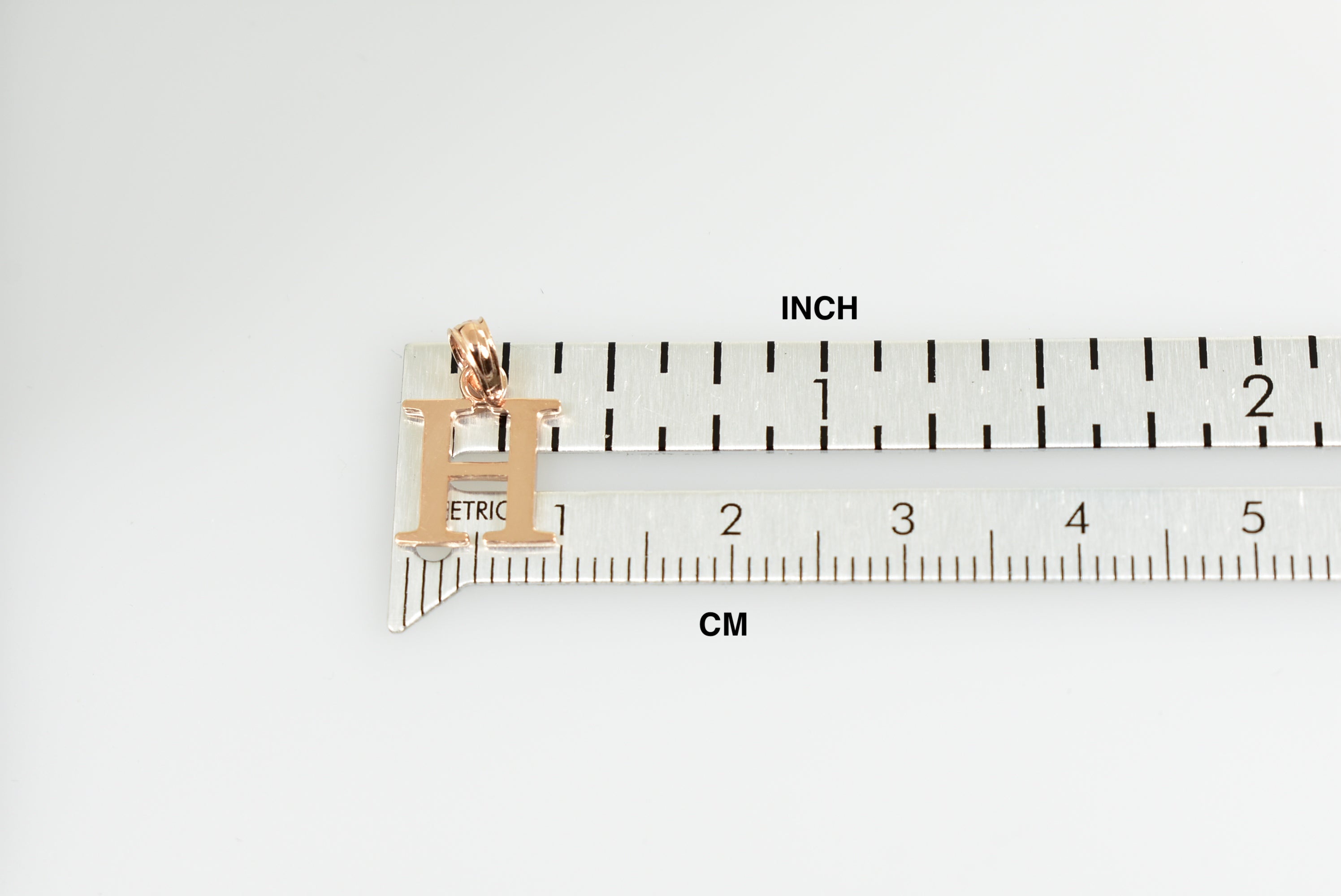 14K Rose Gold Uppercase Initial Letter H Block Alphabet Pendant Charm