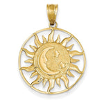 Load image into Gallery viewer, 14k Yellow Gold Sun Moon Stars Celestial Pendant Charm
