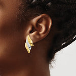 Carregar imagem no visualizador da galeria, 14k Gold Two Tone Non Pierced Clip On Swirl Geometric Omega Back Earrings
