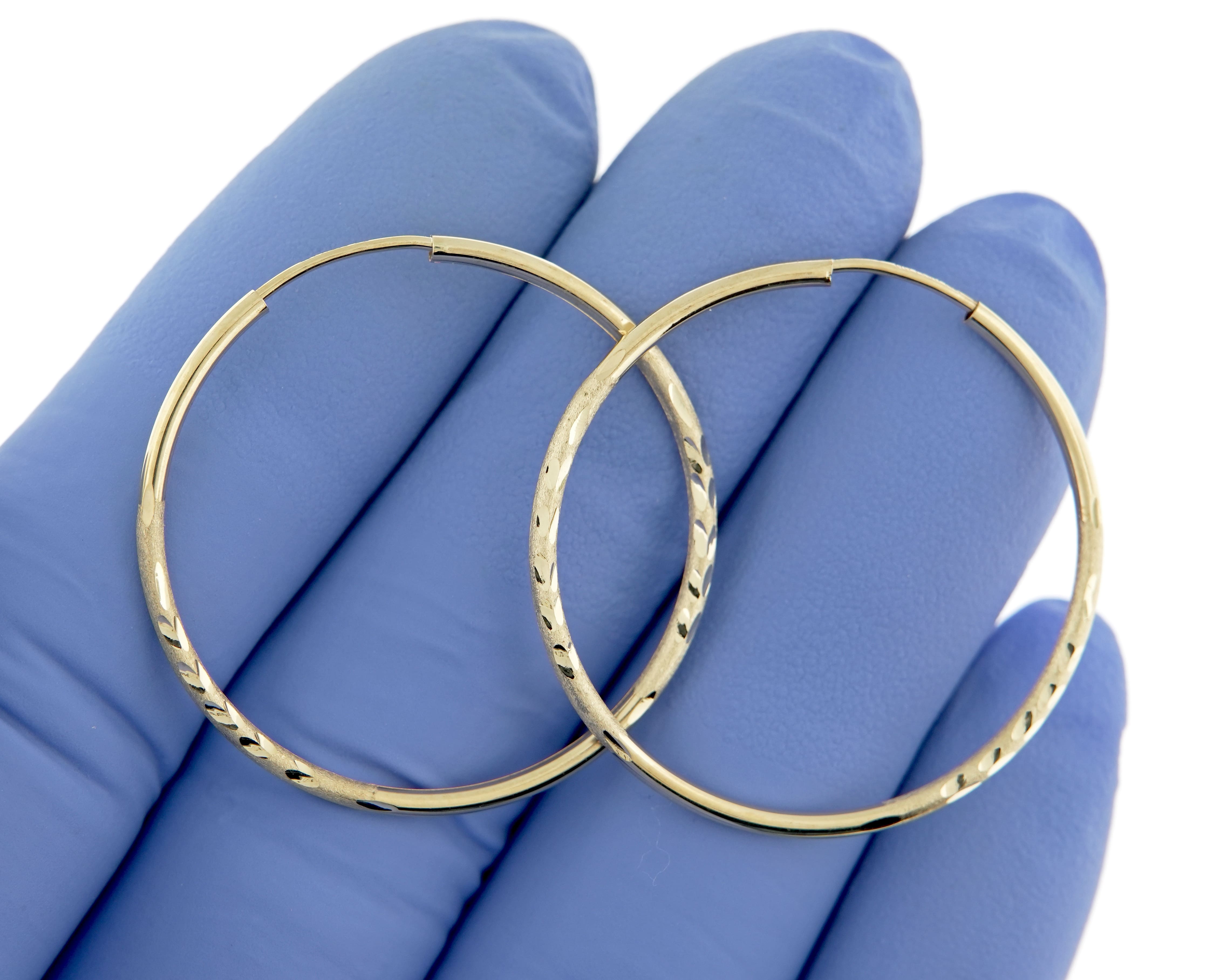 14K Yellow Gold 30mm x 1.5mm Round Endless Hoop Earrings