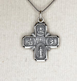 Charger l&#39;image dans la galerie, Sterling Silver Cruciform Cross Four Way Miraculous Medal Antique Style Pendant Charm
