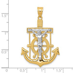 Carregar imagem no visualizador da galeria, 14k Gold Two Tone Mariners Cross Crucifix Pendant Charm

